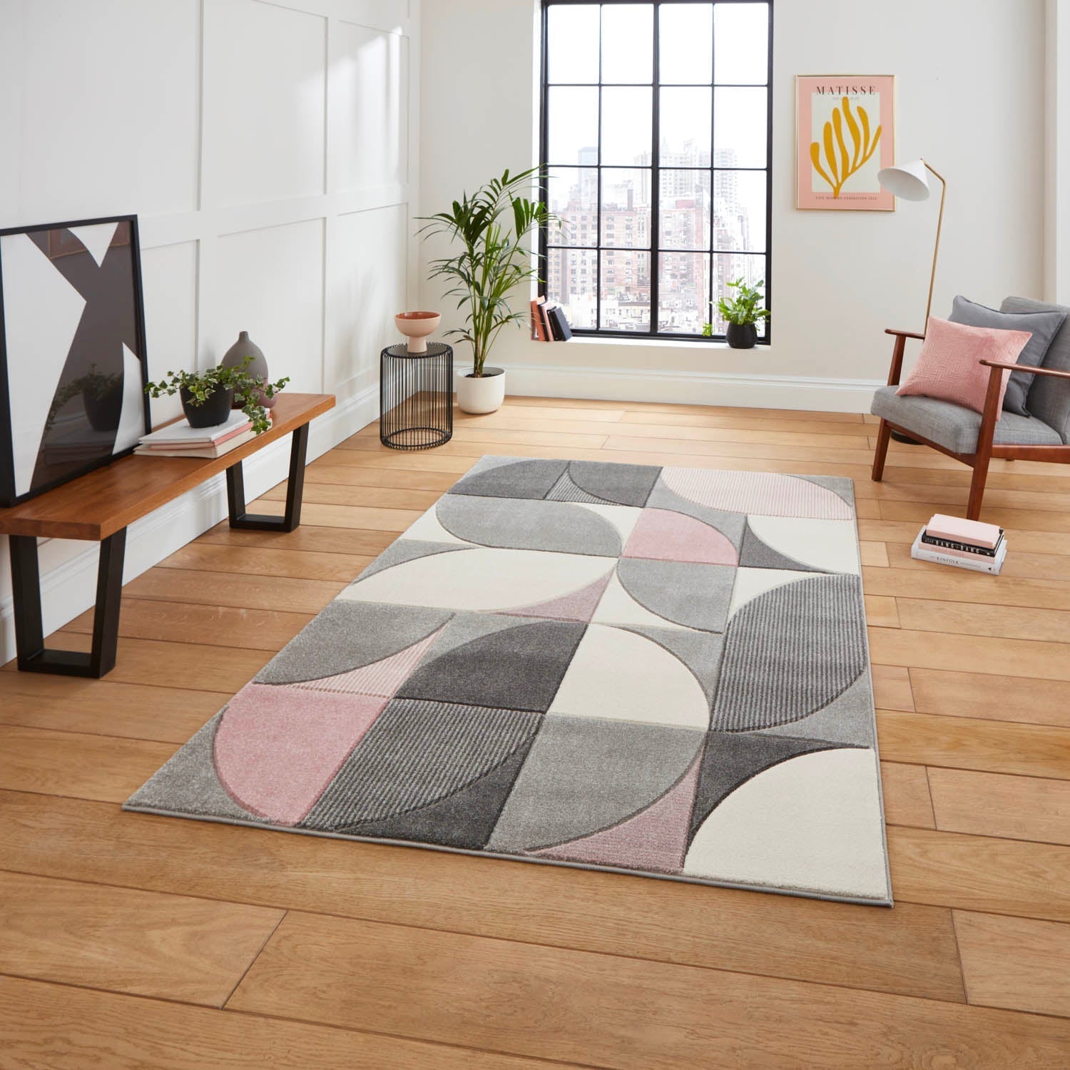 Matrix MT63 Grey/Rose Rug | 80x150, 120x170, 160x220 | Julian Charles