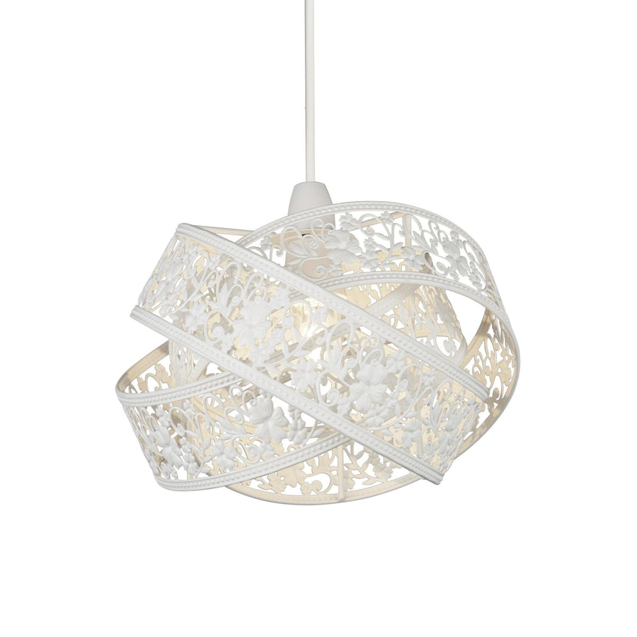 Matt White Ornate Fretwork Layered Light Shade