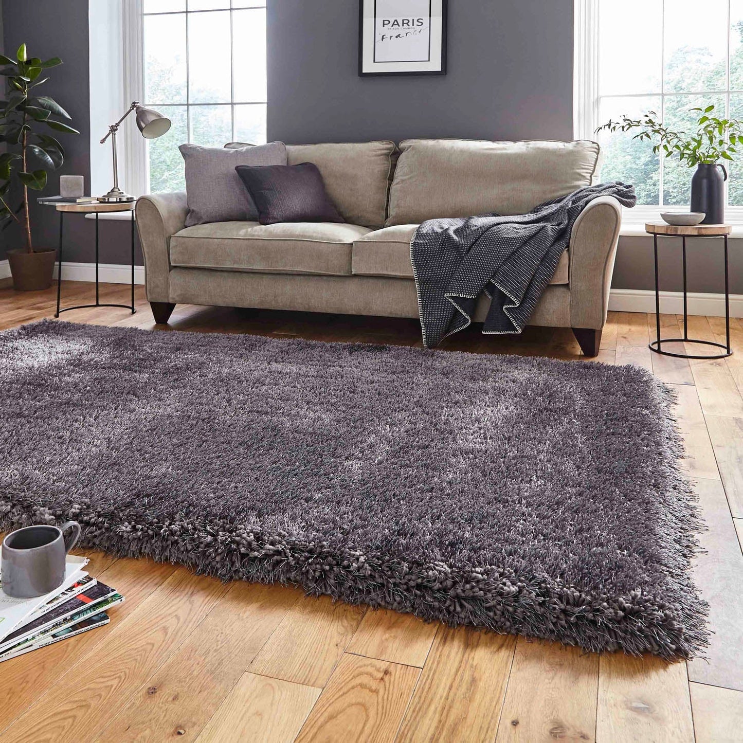 Montana Navy Blue Luxury Shaggy Rug