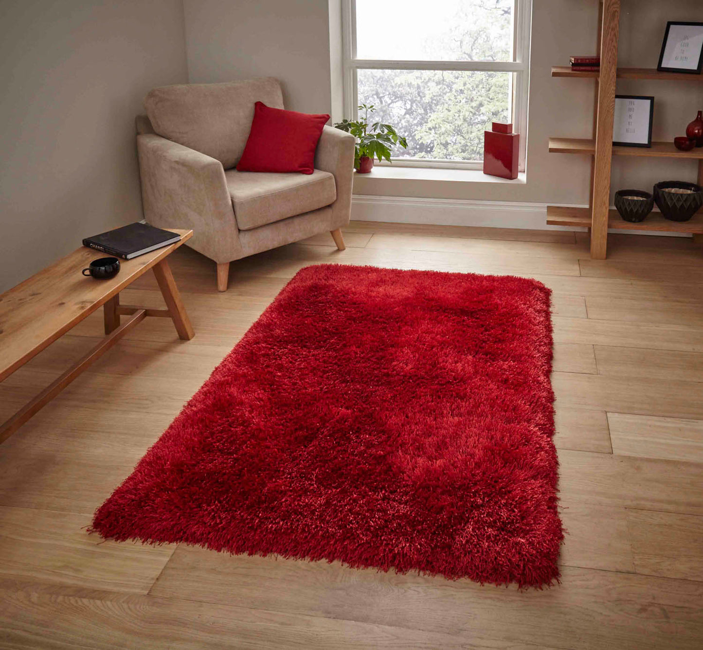 Montana Red Luxury Shaggy Rug