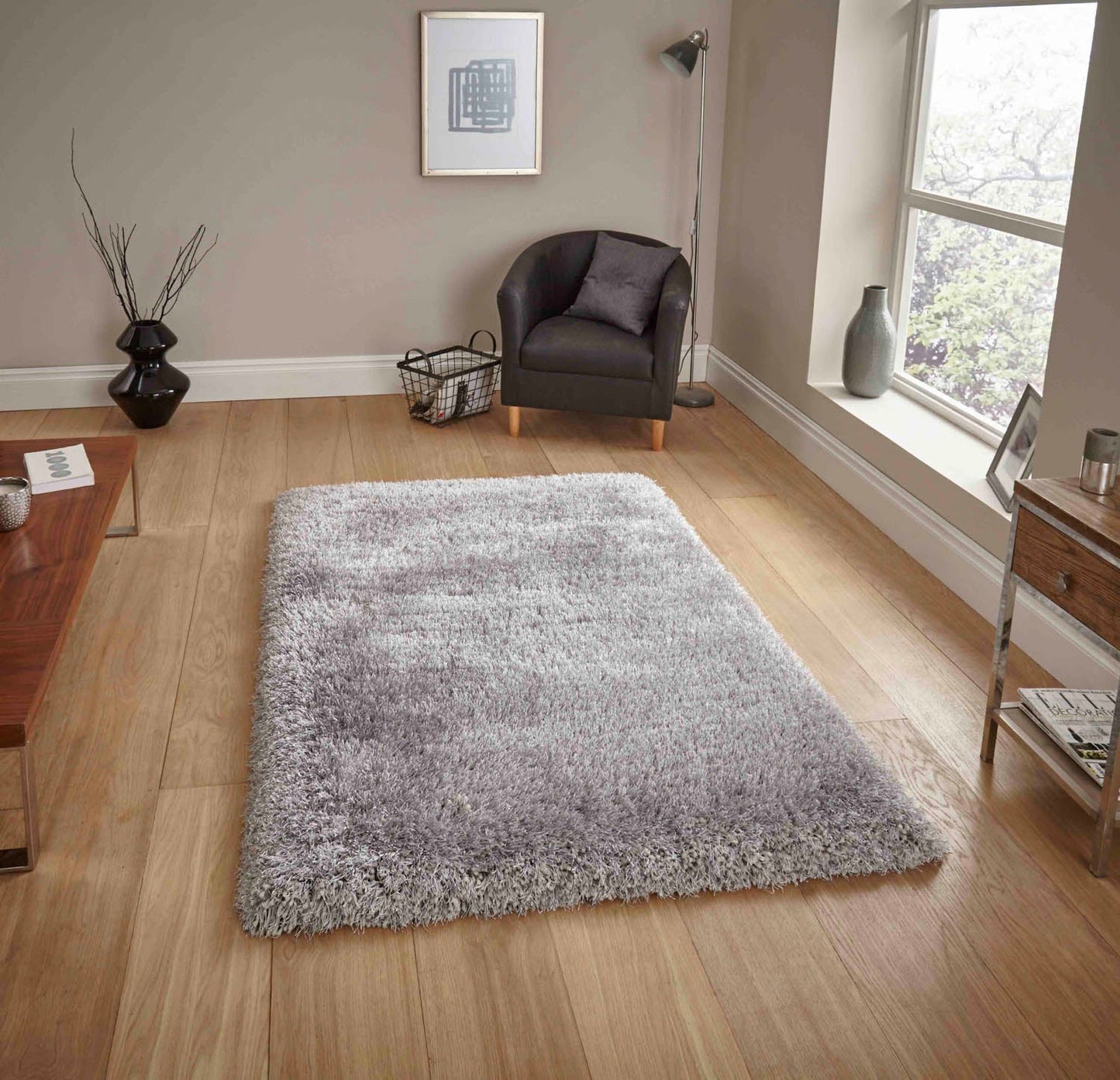 Montana Silver Grey Luxury Shaggy Rug