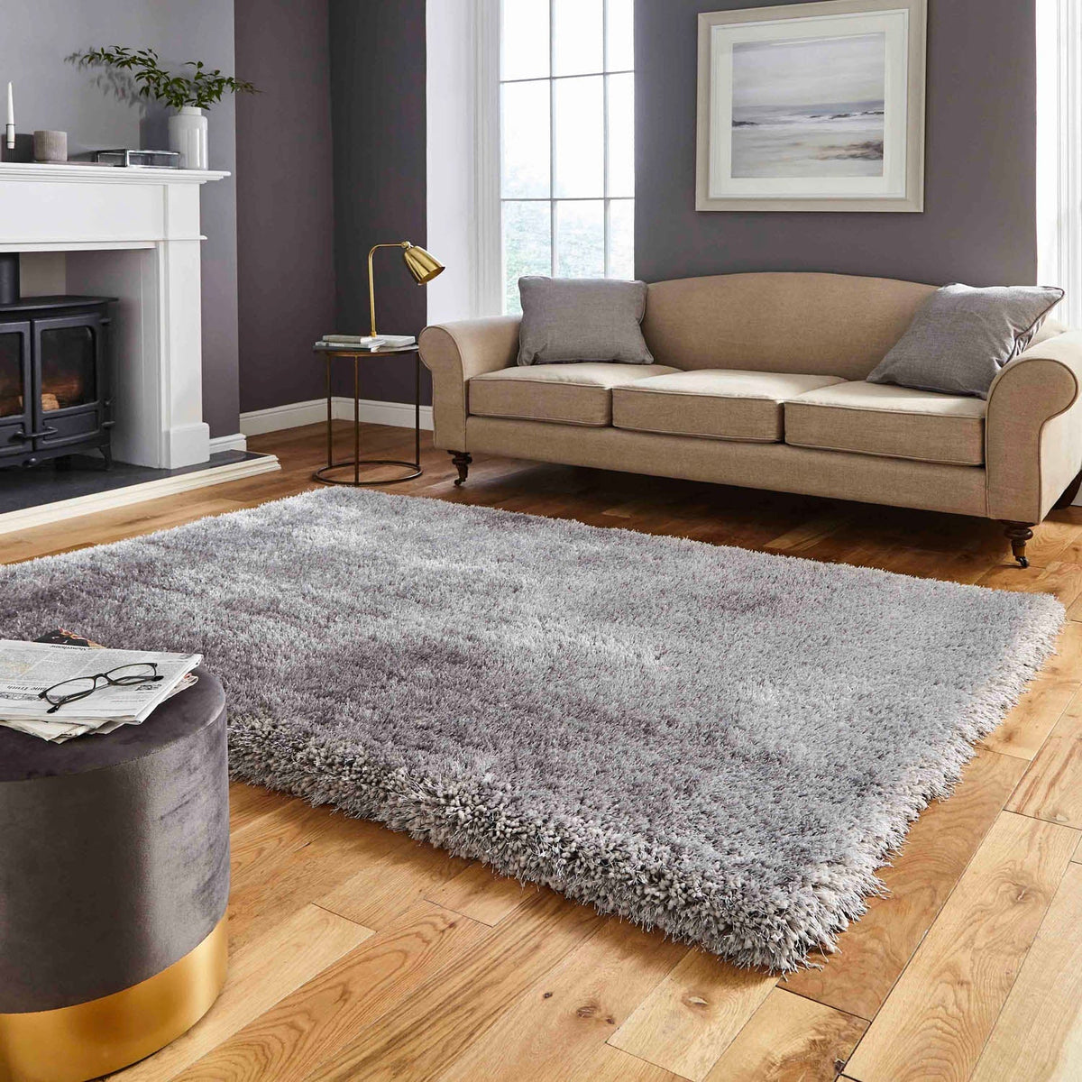 Montana Silver Luxury Shaggy Rug