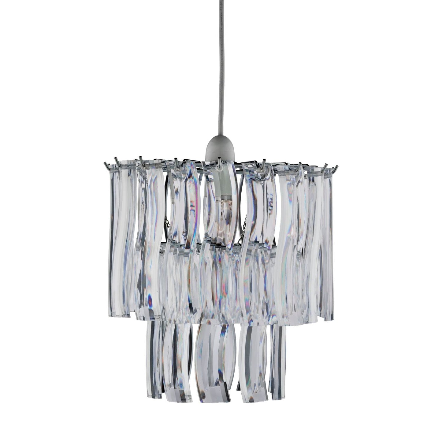 2-Tier Chrome Frame Clear Acrylic Pendant Shade