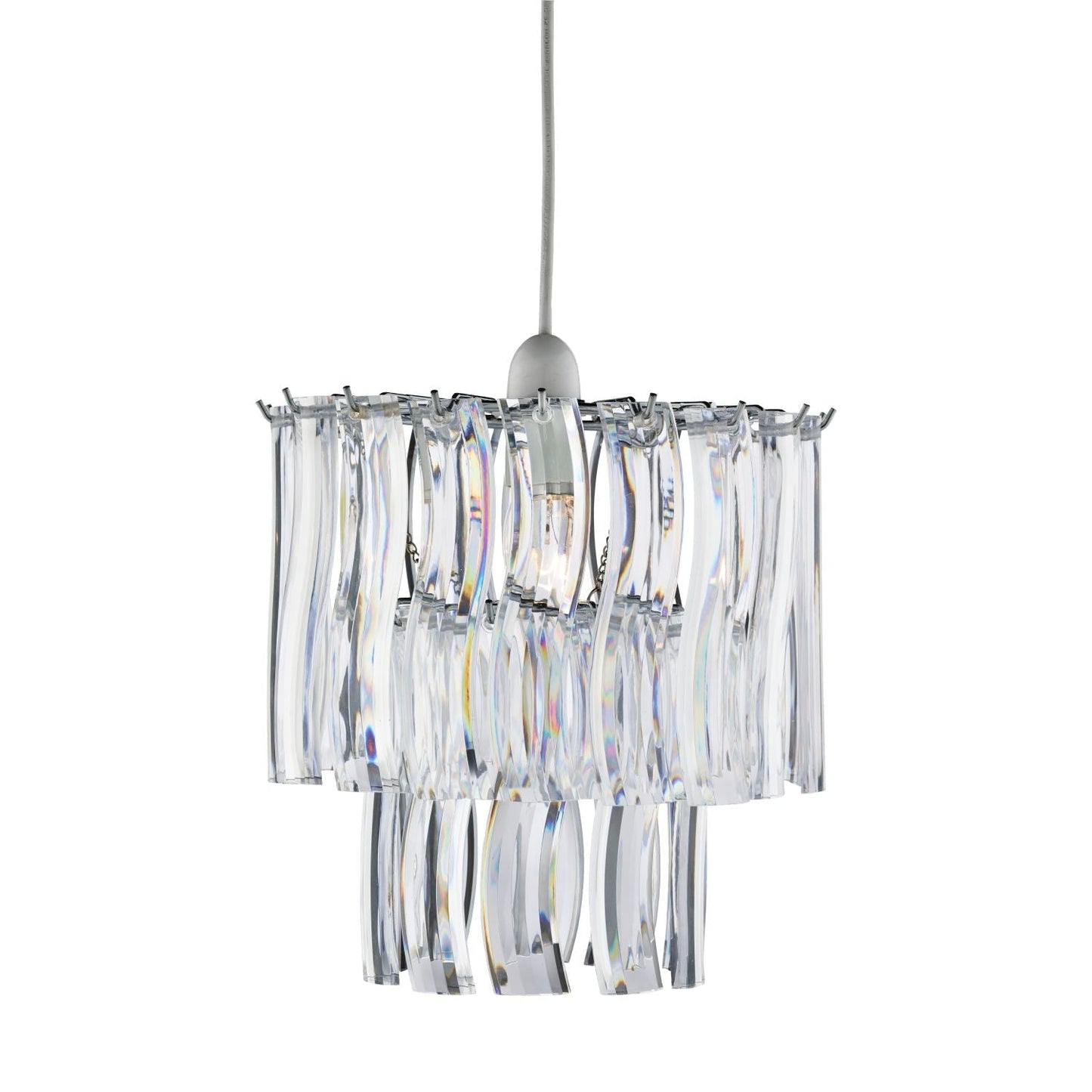 2-Tier Chrome Frame Clear Acrylic Pendant Shade