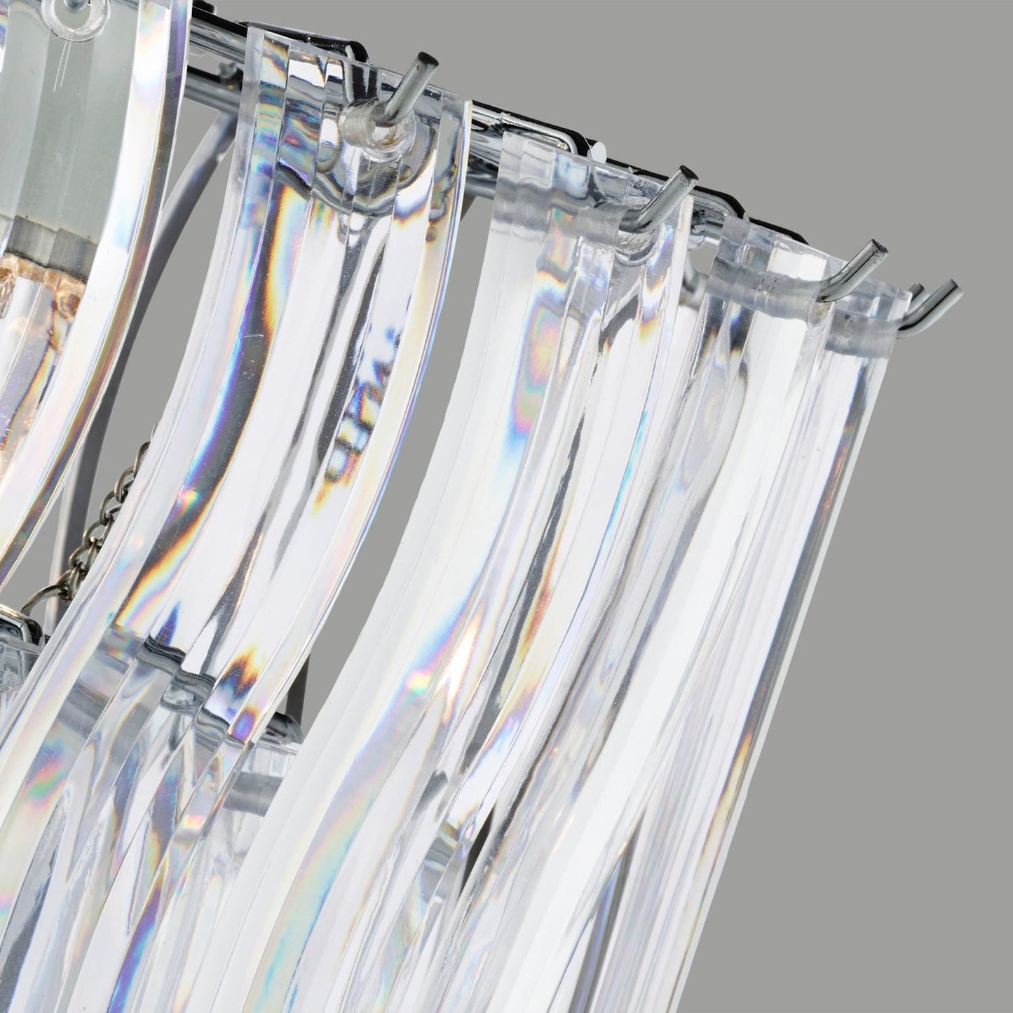 2-Tier Chrome Frame Clear Acrylic Pendant Shade