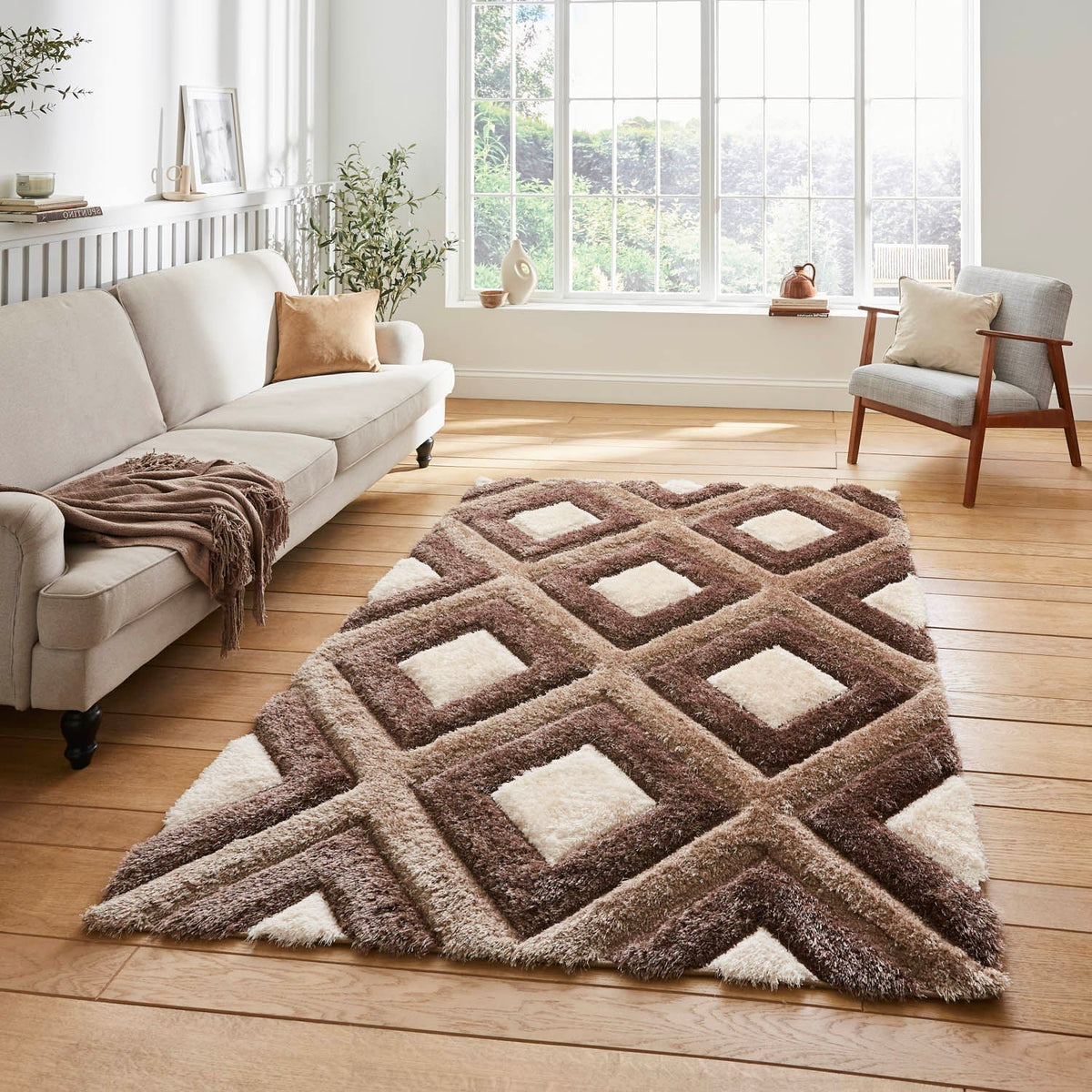 Olympia GR224 Beige Brown Geometric Rug
