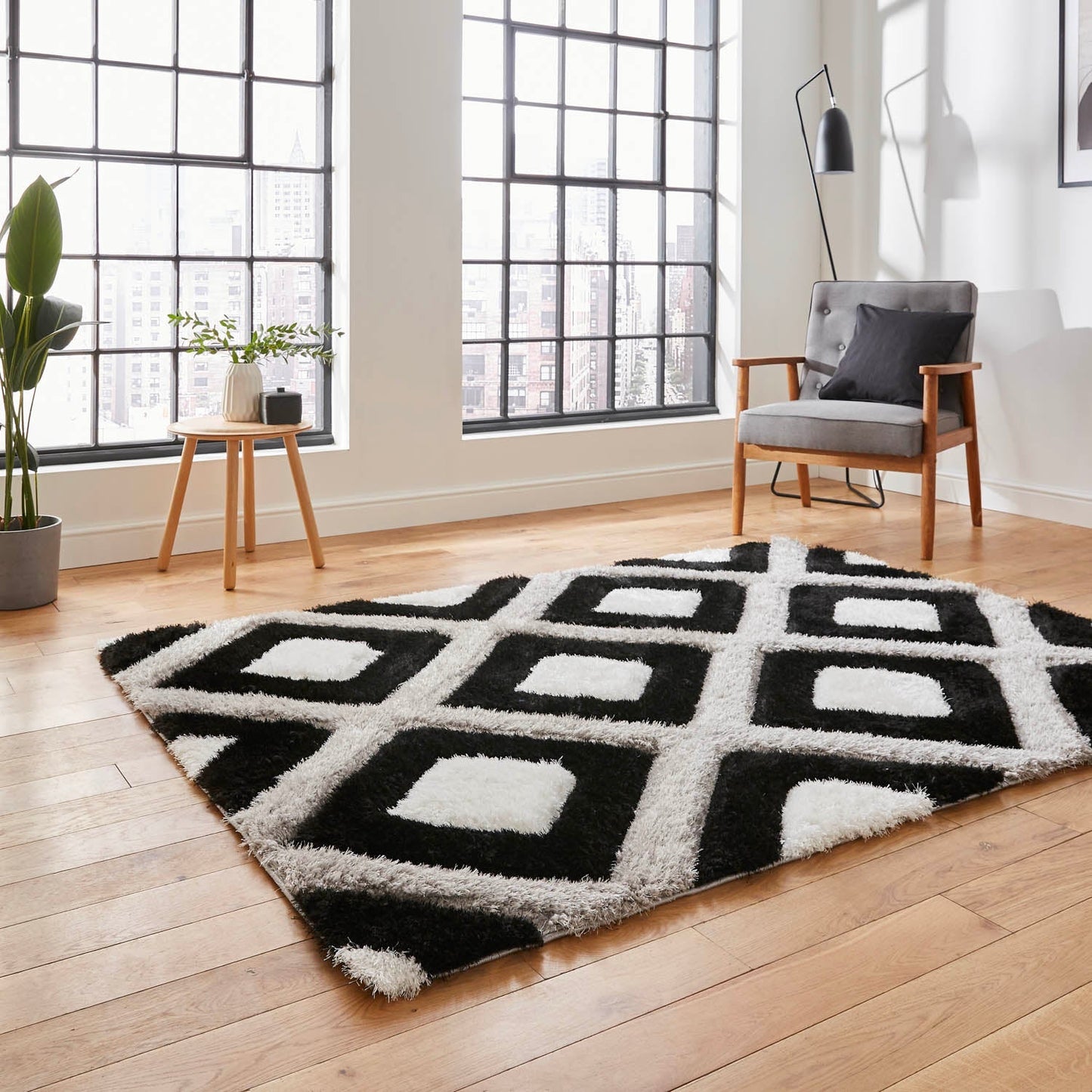 Olympia GR224 Black/White Geometric Rug