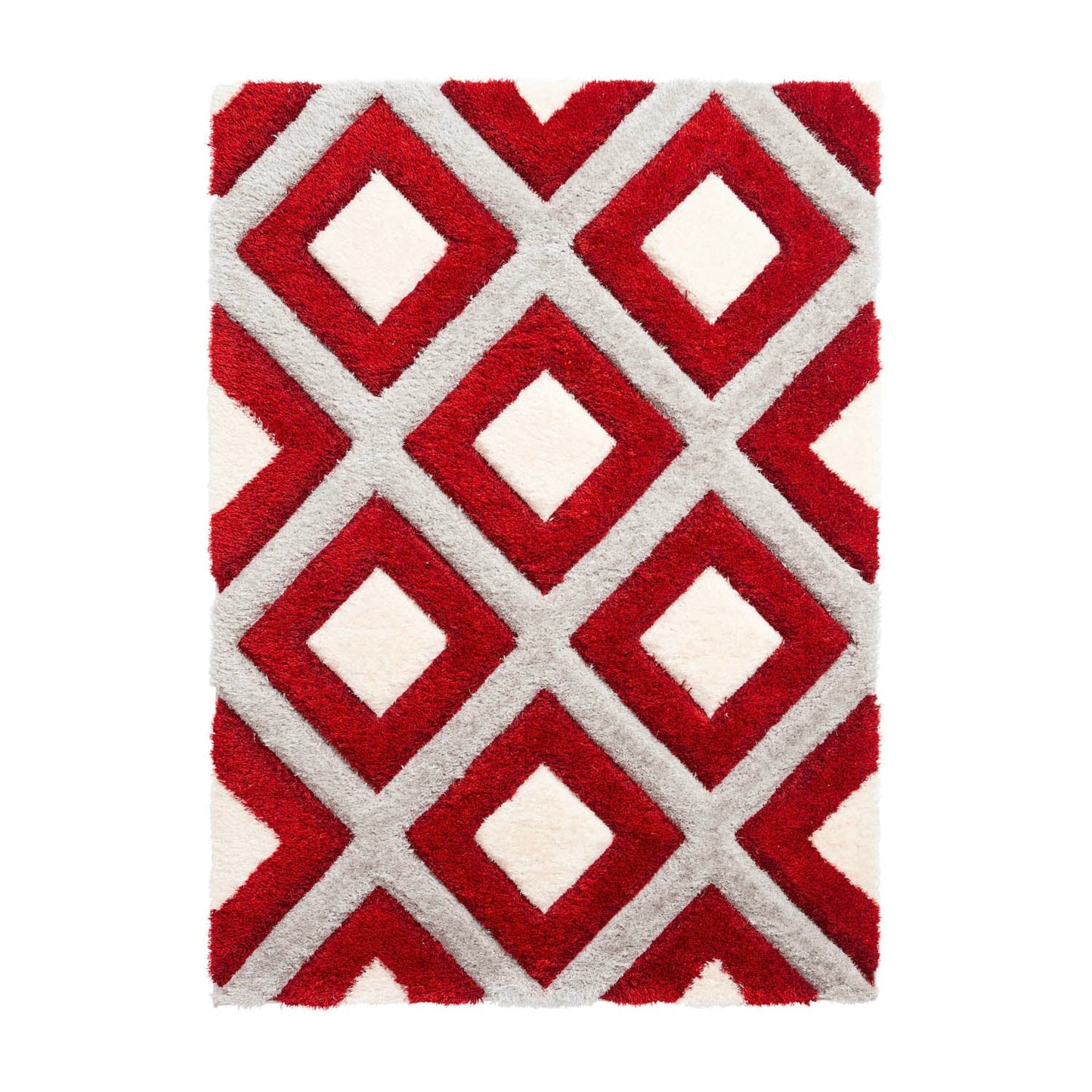 Olympia GR224 Grey/Red Geometric Rug