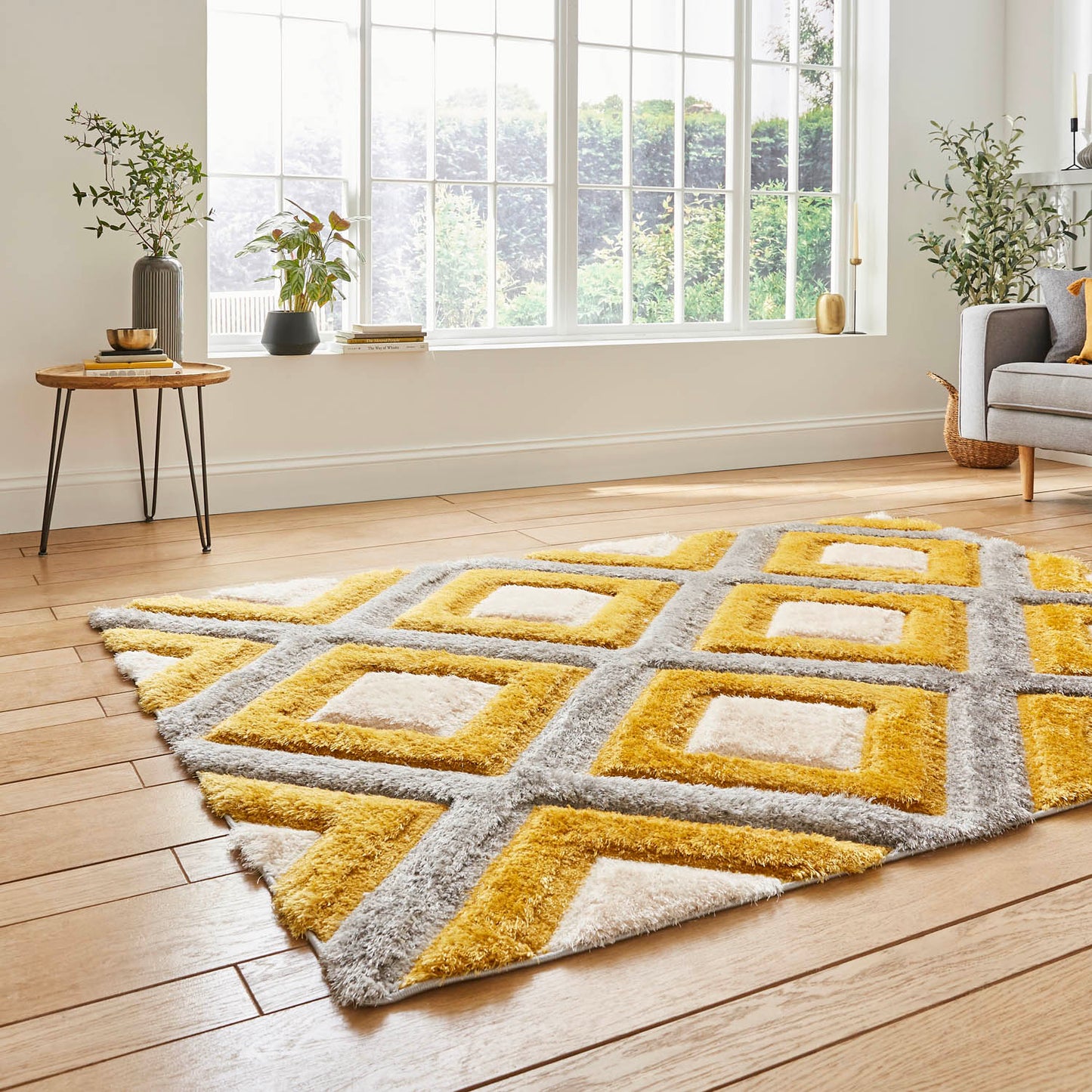 Olympia GR224 Grey/Yellow Geometric Rug