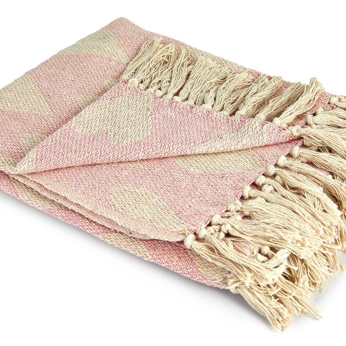 Blush Pink Heart Recycled Cotton Throw