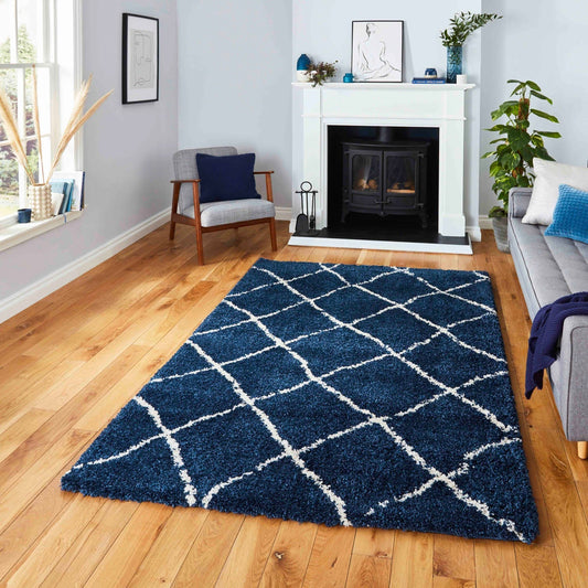 Scandi Berber G257 Navy Blue Rug