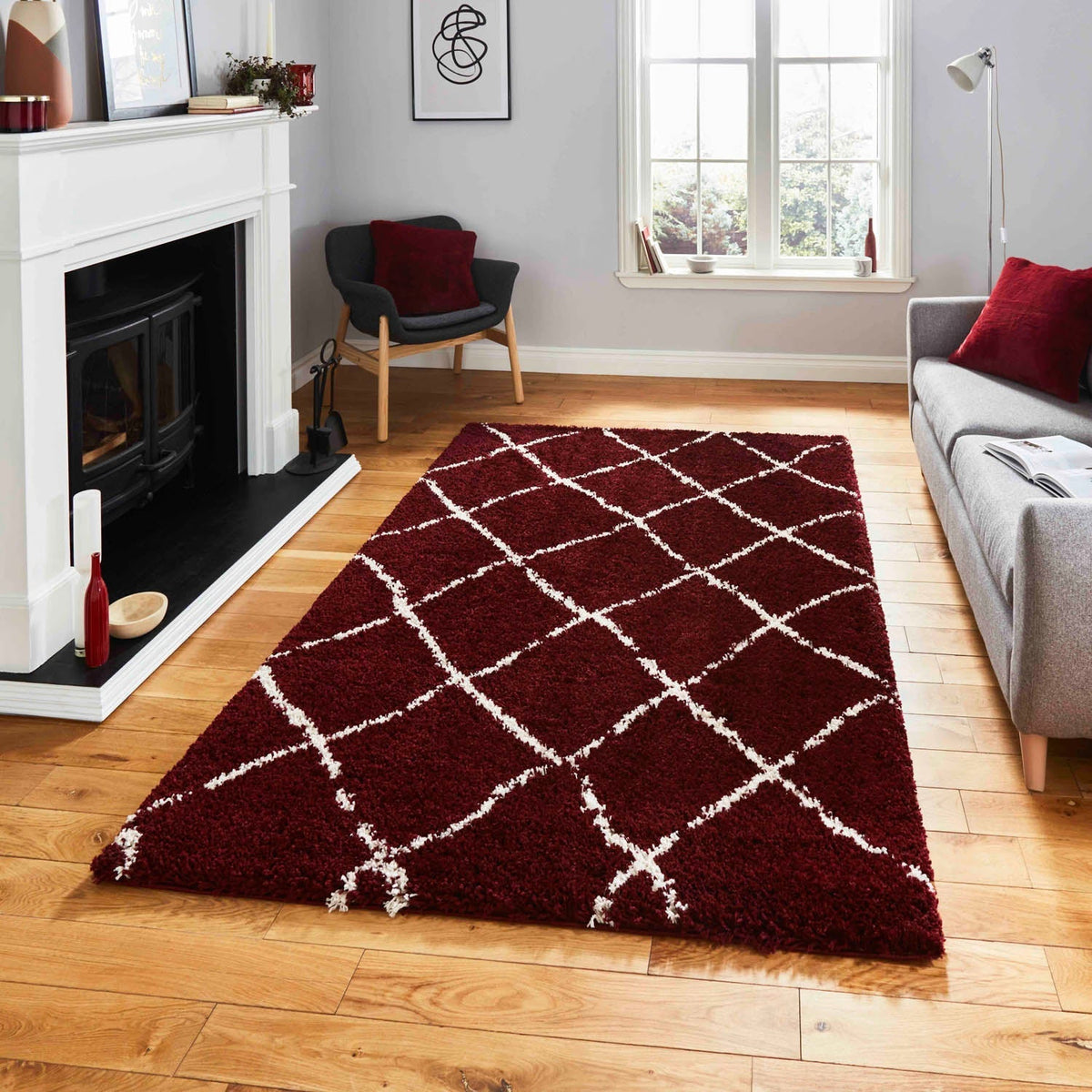 Scandi Berber G257 Red Cream Rug