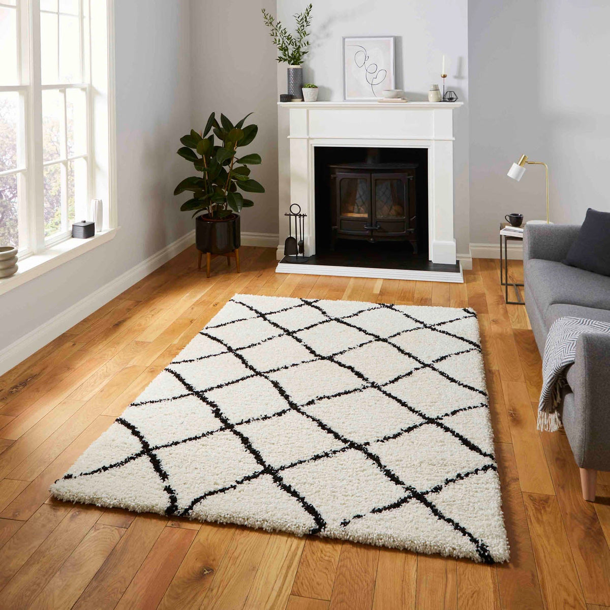 Scandi Berber G257 White Black Rug