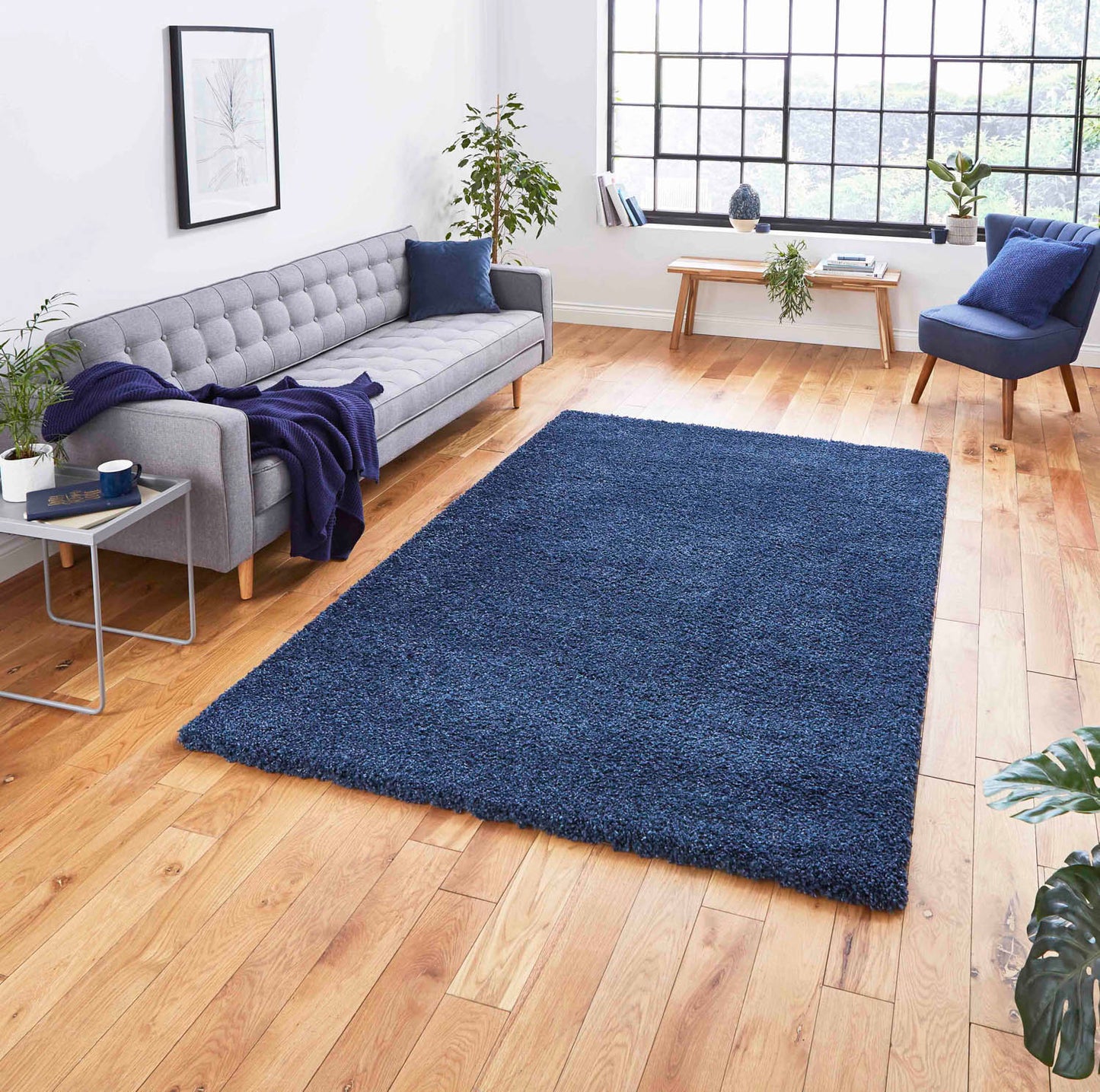 Sierra 9000 Dark Blue Shaggy Rug