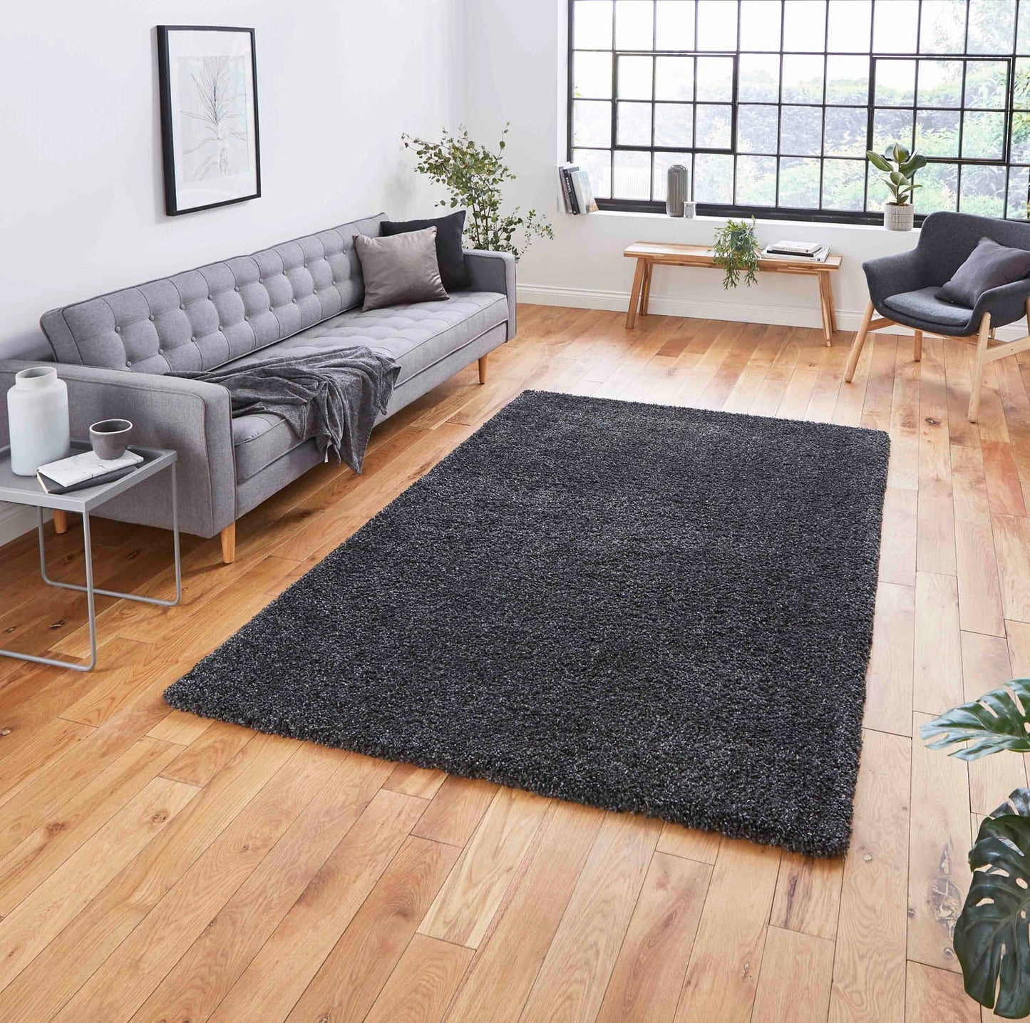 Sierra 9000 Dark Grey Shaggy Rug