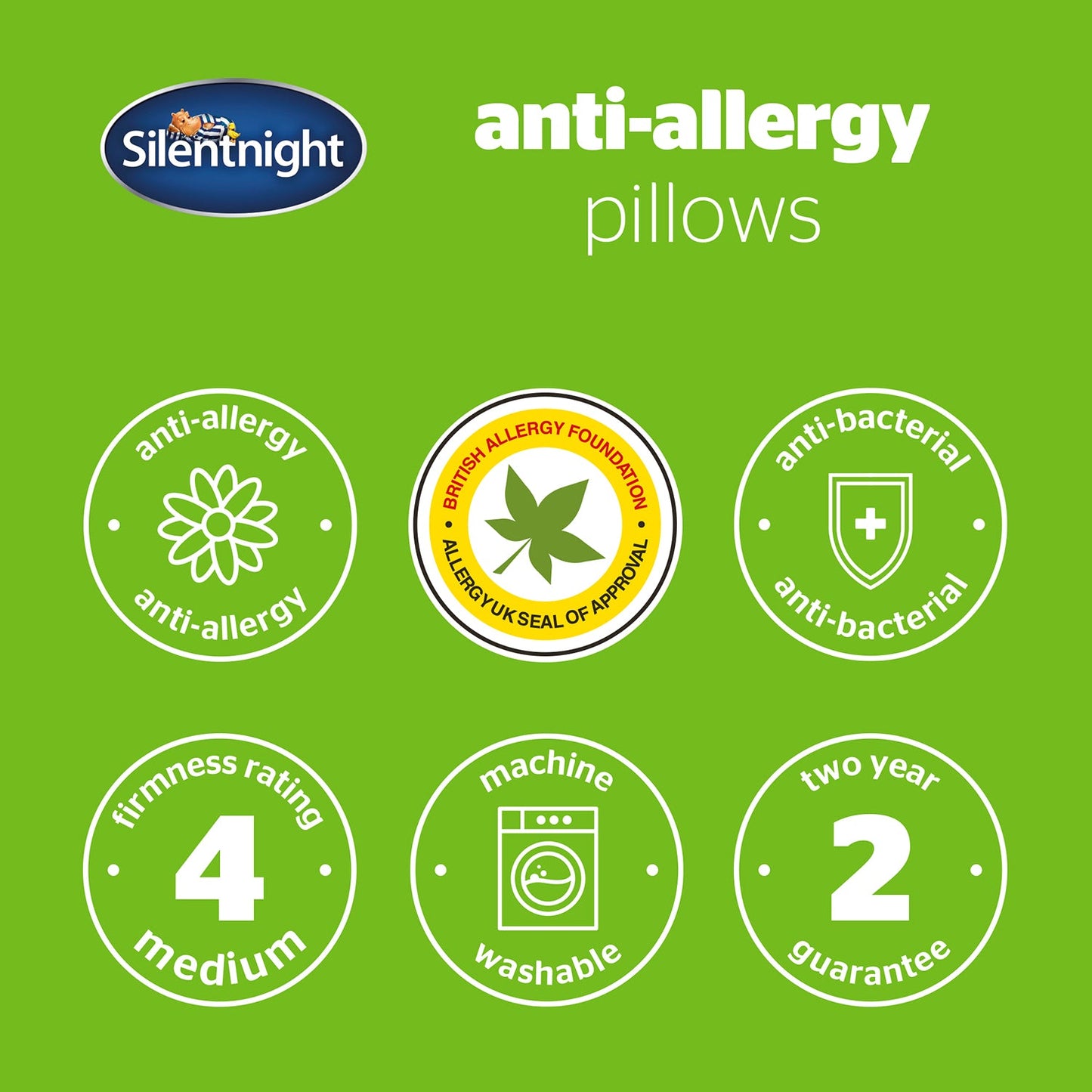 Silentnight Anti-Allergy Pillows (4 Pack) - Medium Support