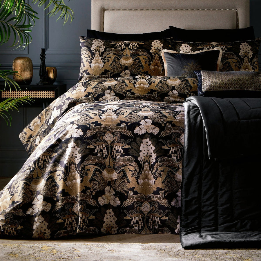 Laurence Llewelyn-Bowen Suburban Jungle Black/Gold 100% Cotton Duvet Set