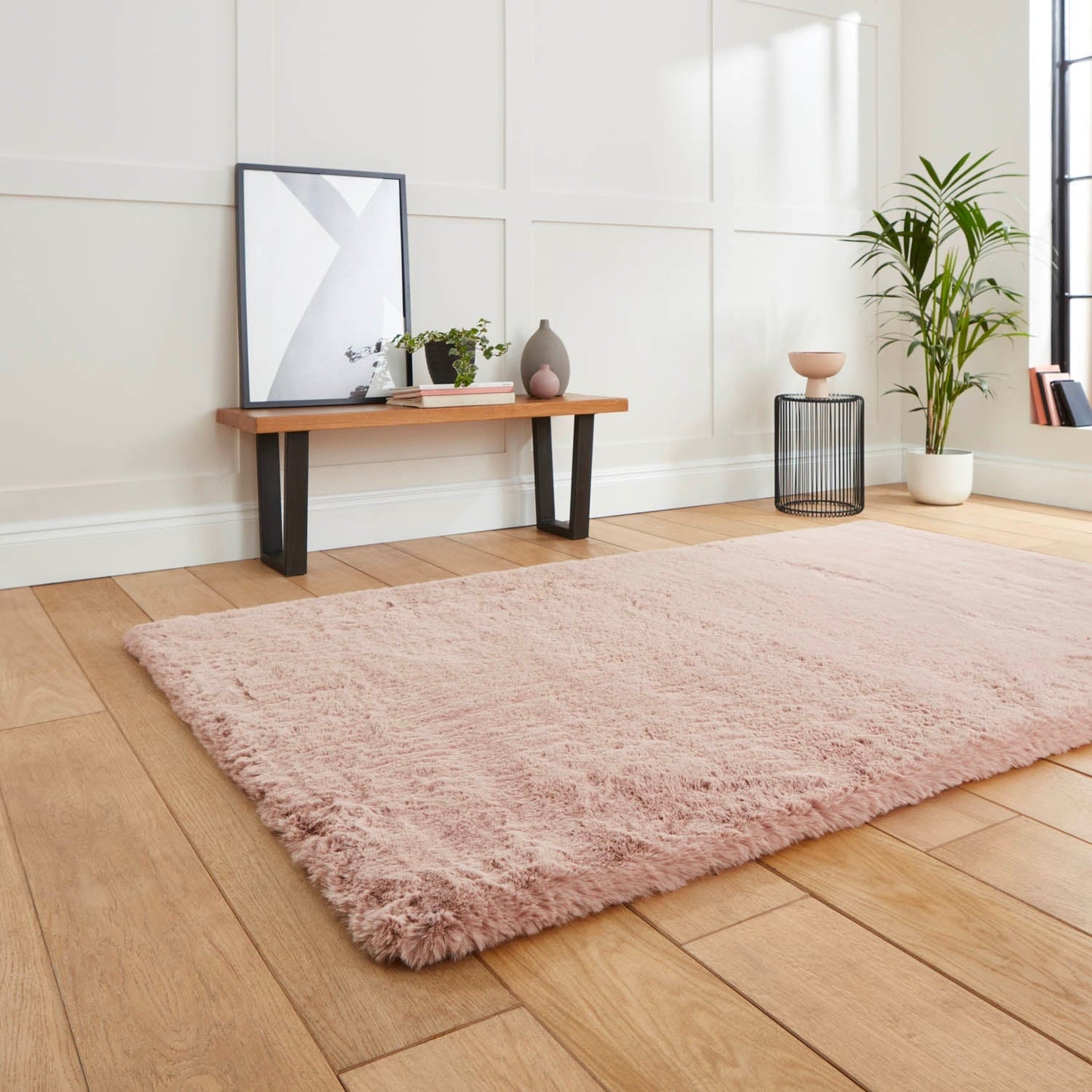 Super Teddy Rose Pink Shaggy Rug