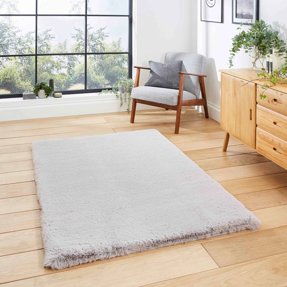 Super Teddy Silver Shaggy Rug