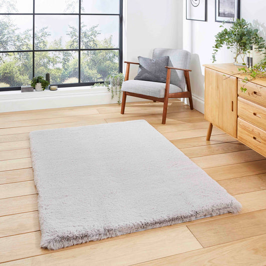 Super Teddy Silver Grey Shaggy Rug