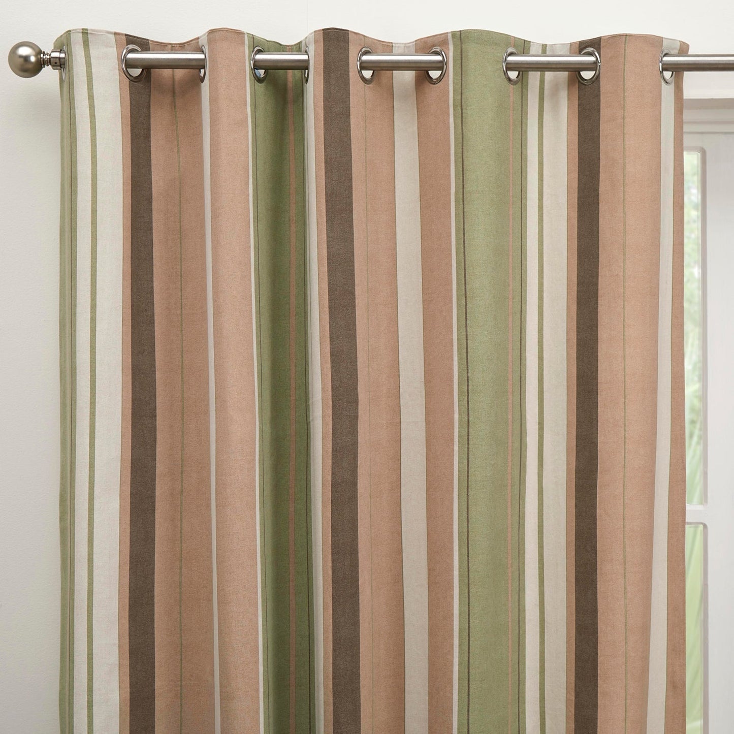 Whiteworth Stripe Green Eyelet Curtains