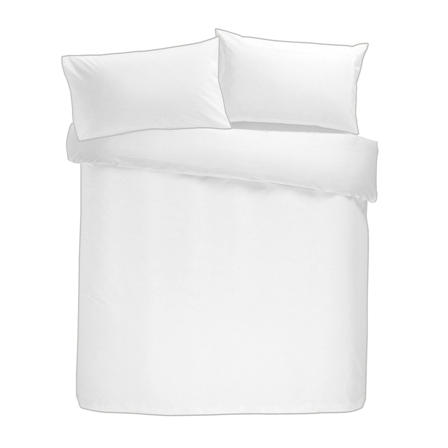 White With Silver Contrast Piping 200 Thread Count 100% Cotton Duvet Set