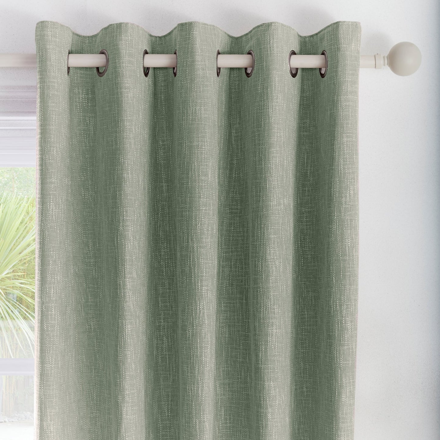 Boucle Green Eyelet Curtains