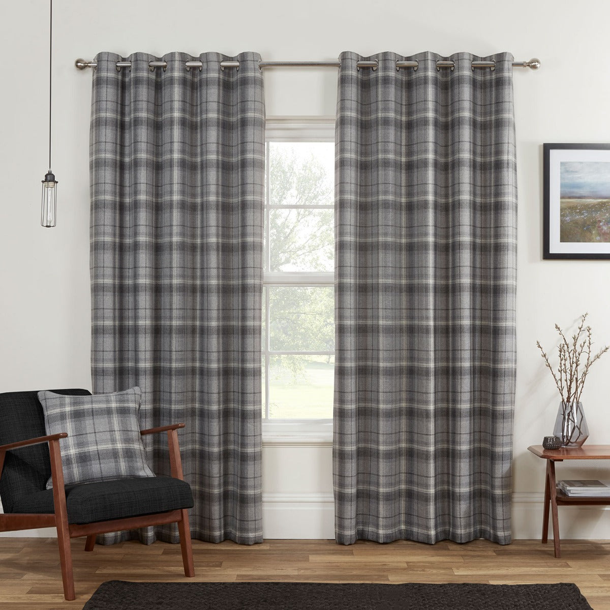Carnoustie Check Blackout Lined Eyelet Curtains