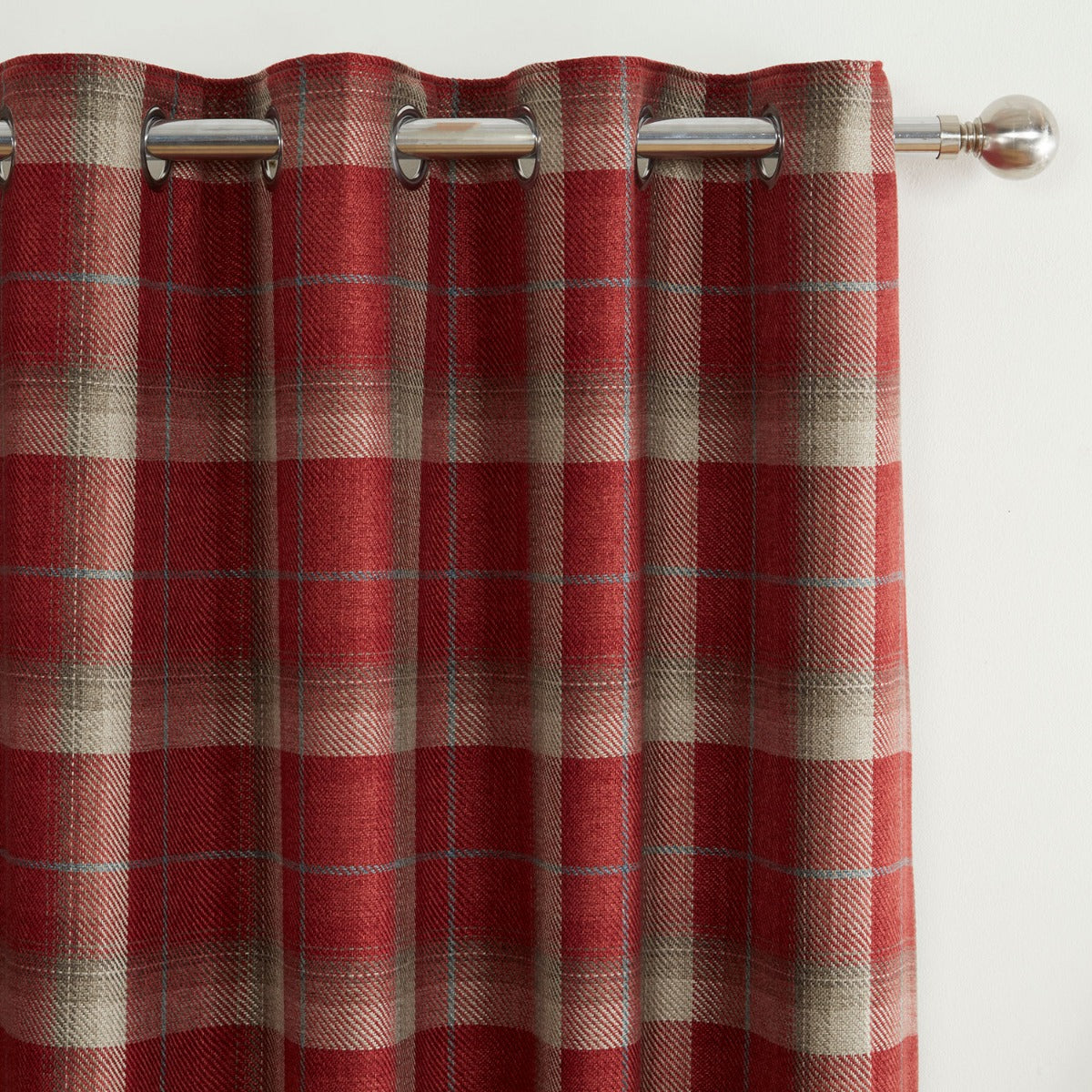 Carnoustie Red Tartan Check Blackout Lined Eyelet Curtains
