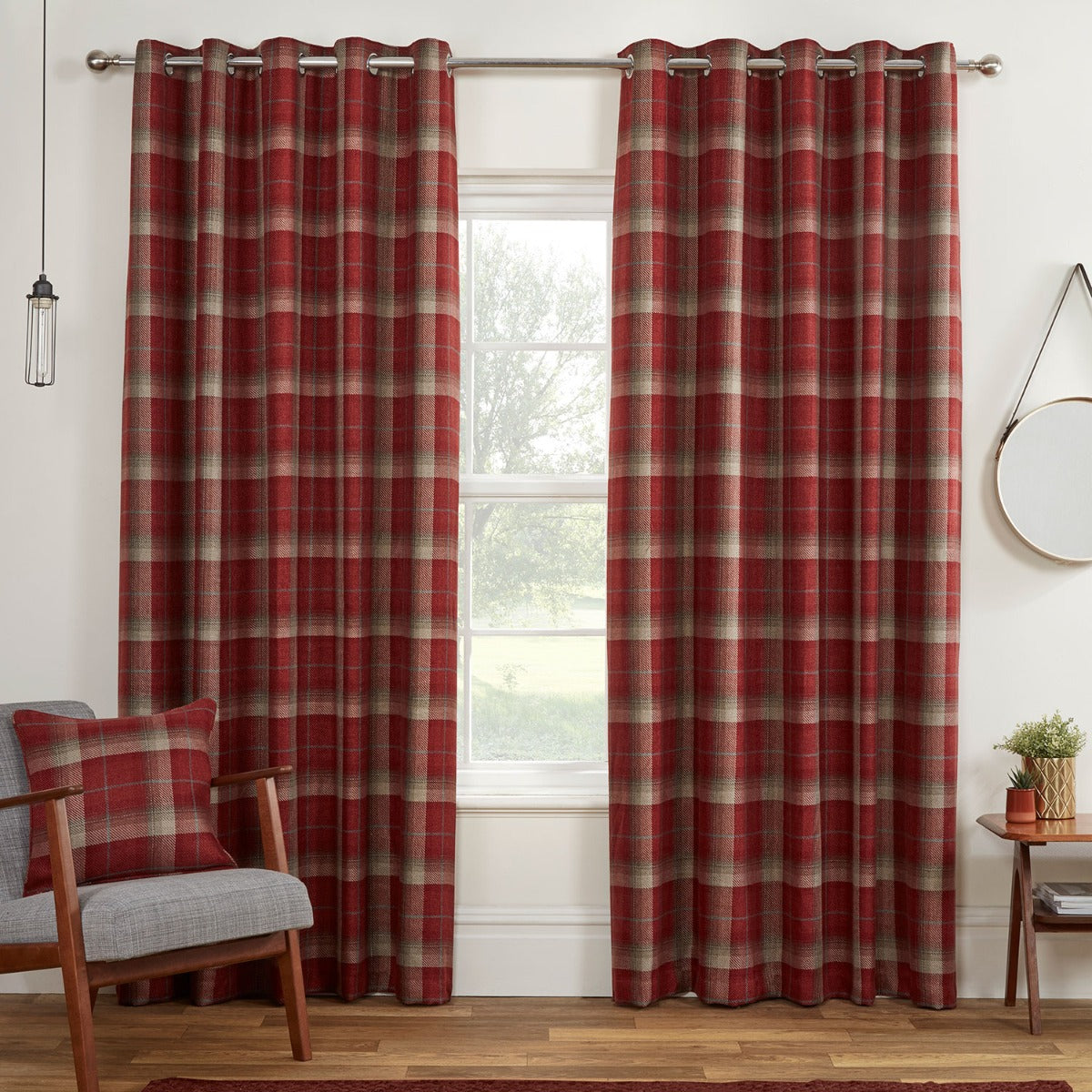 Carnoustie Tartan Check Blackout Lined Eyelet Curtains
