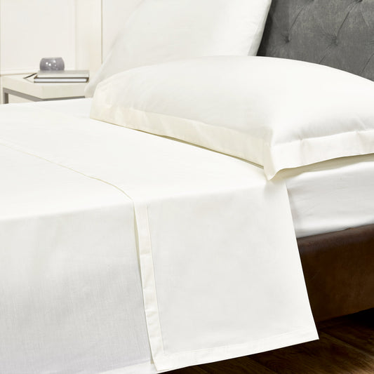 Cream Cotton Rich Percale Easy Care Flat Sheet