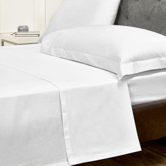 White Cotton Rich Percale Easy Care Flat Sheet