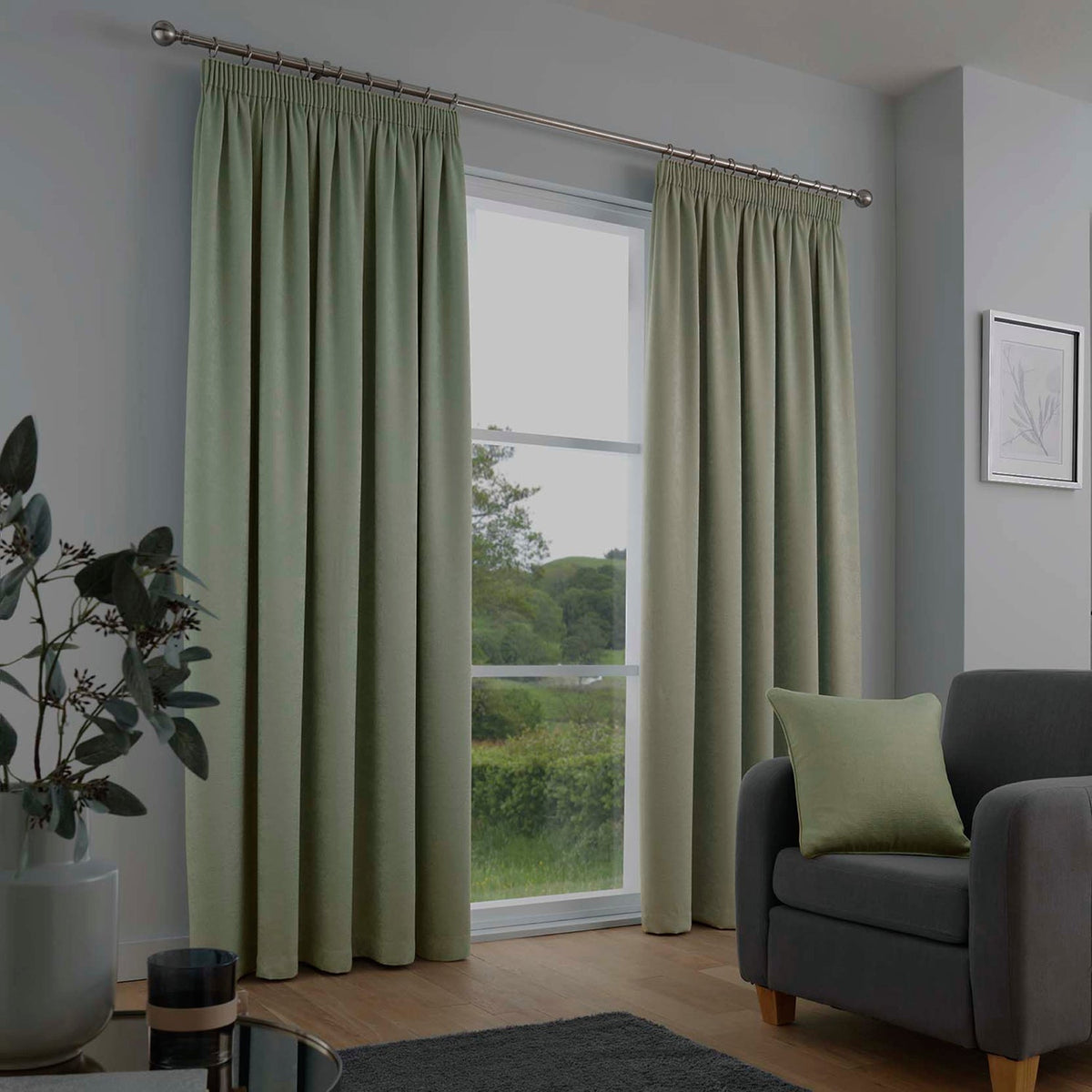 Galaxy Dim Out Pencil Pleat Curtains