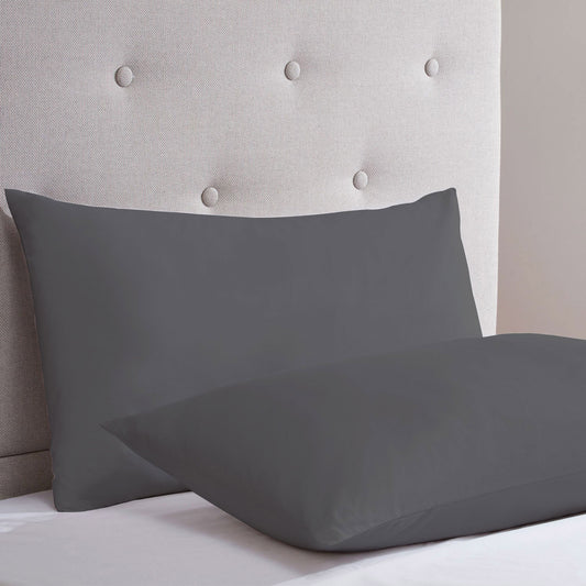Grey Cotton Rich Percale Easy Care Housewife Pillowcases (Pair)