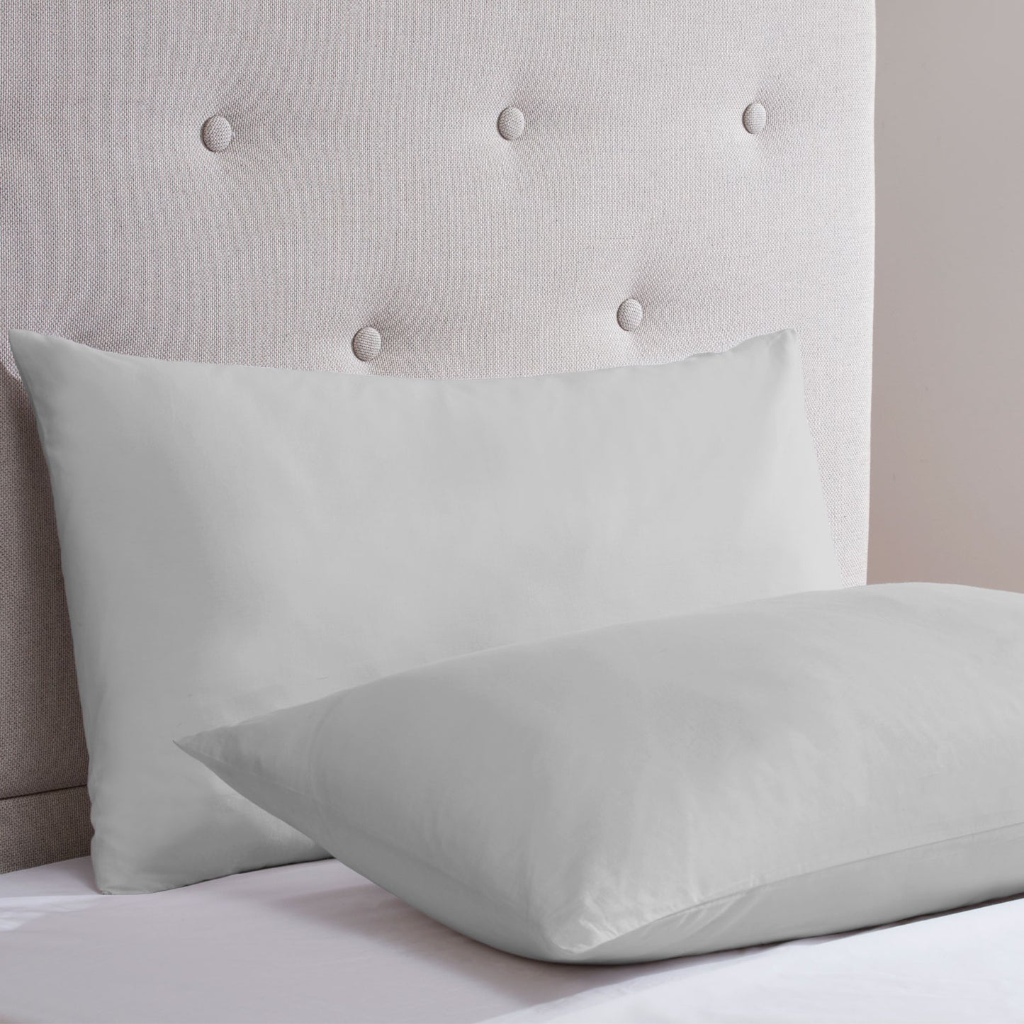 Silver Cotton Rich Percale Easy Care Housewife Pillowcases (Pair)