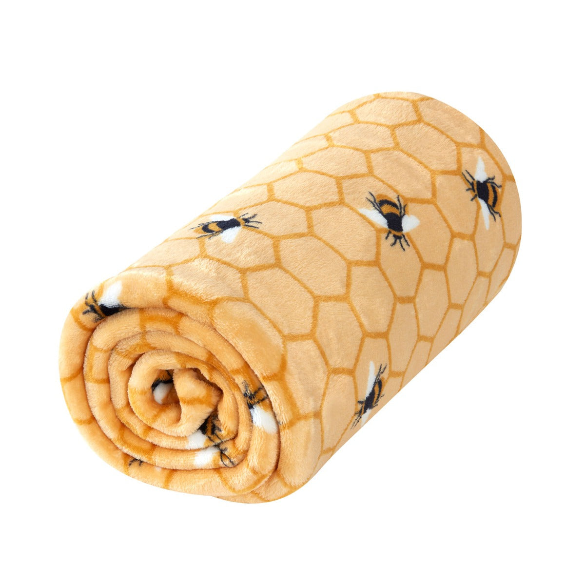 Bee Print Ochre Fleece Throw (130cm x 150cm) – Julian Charles Home