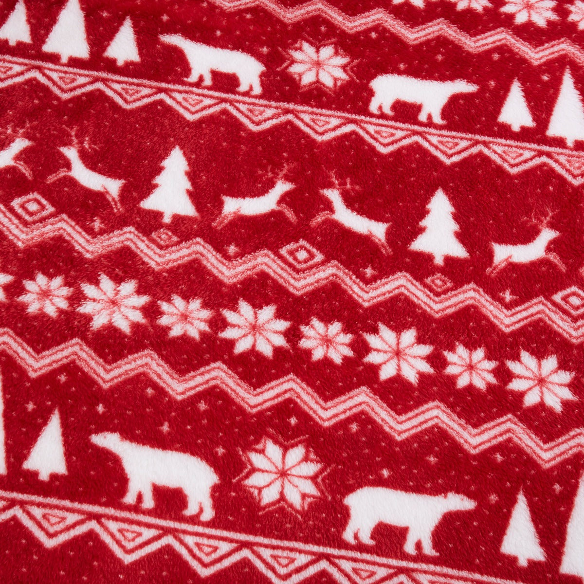 Fairisle Red Printed Christmas Fleece Throw (130cm x 150cm)