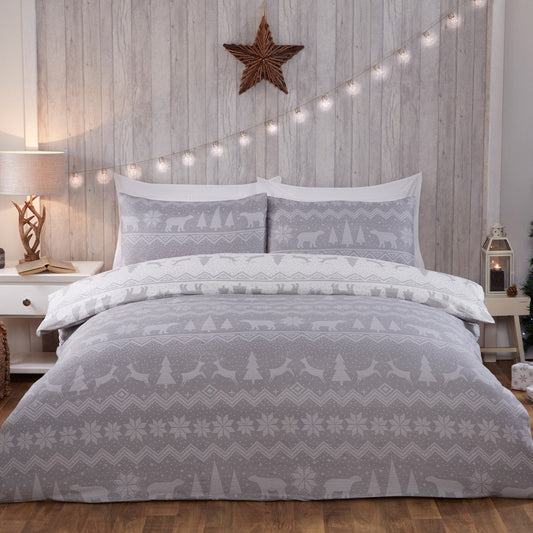 Fairisle Grey Super Soft Reversible Duvet Set