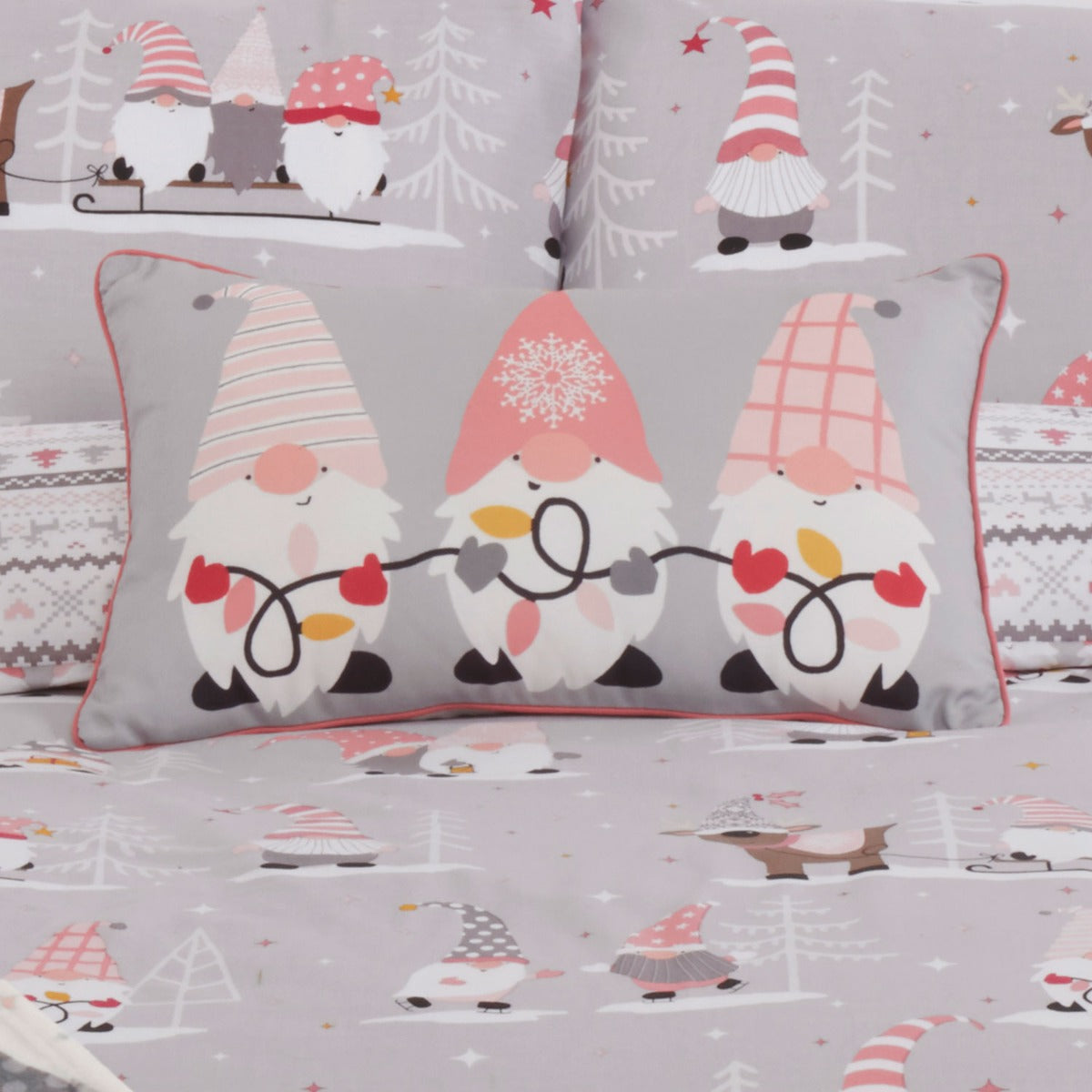 Gonk Friends Pink Christmas Cushion (30cm x 50cm)