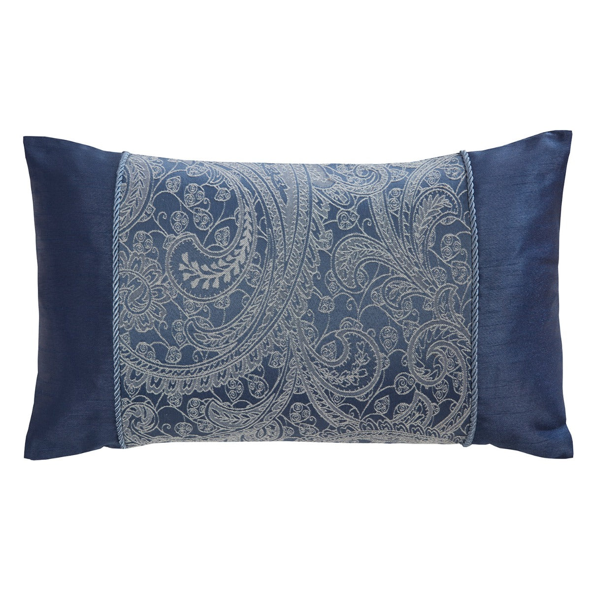 Paisley Chambray Blue Jacquard Boudoir Cushion (30cm x 50cm)