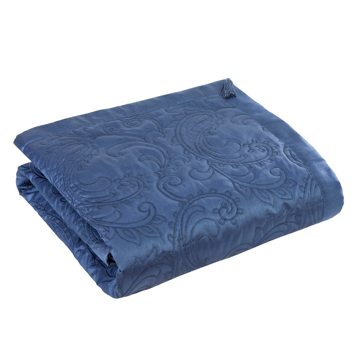 Paisley Chambray Blue Luxury Quilted Throw (150cm x 200cm)