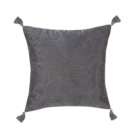 Paisley Charcoal Luxury Square Cushion (45cm x 45cm)