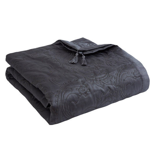 Paisley Charcoal Luxury Quilted Throw (150cm x 200cm)