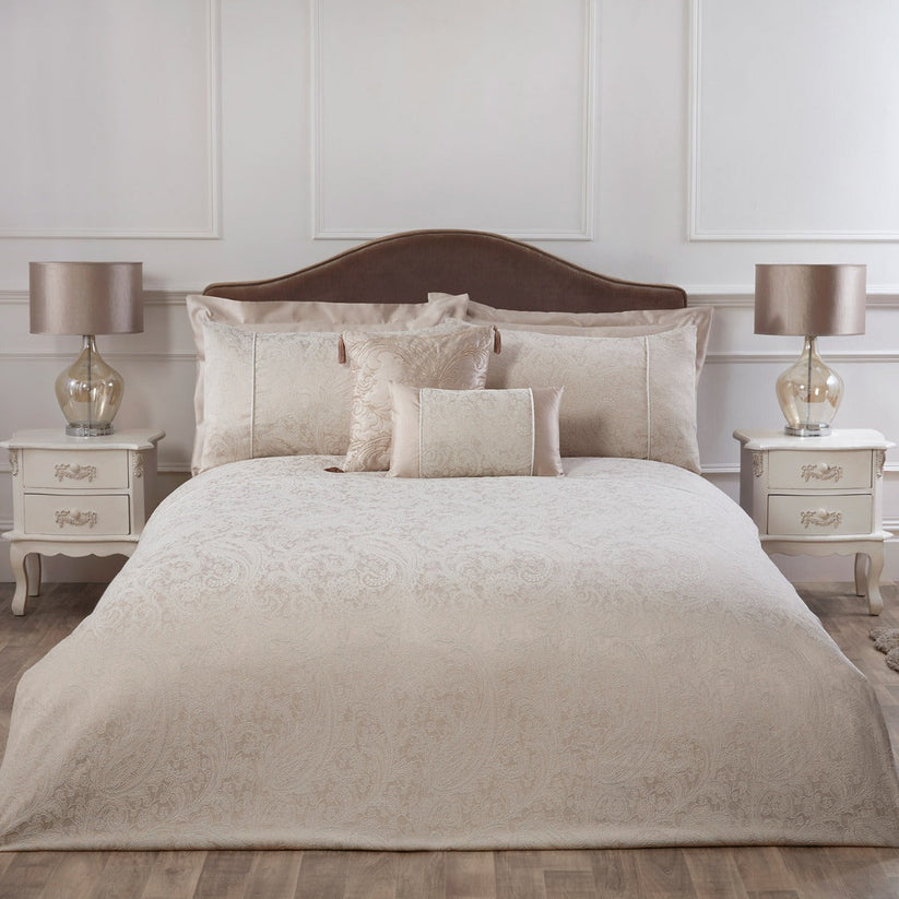 Paisley Natural Luxury Cotton Rich Jacquard Duvet Cover Julian Charles Home