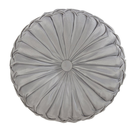 Regency Silver Rouched Round Cushion (30cm Diameter)