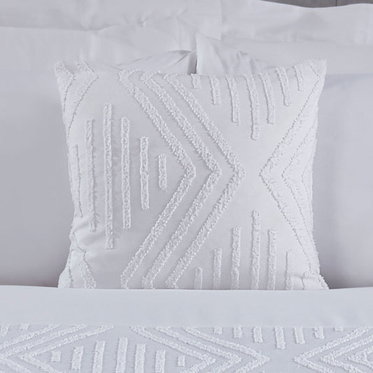 Taylor Tufted White Filled Cushion (43cm x 43cm)
