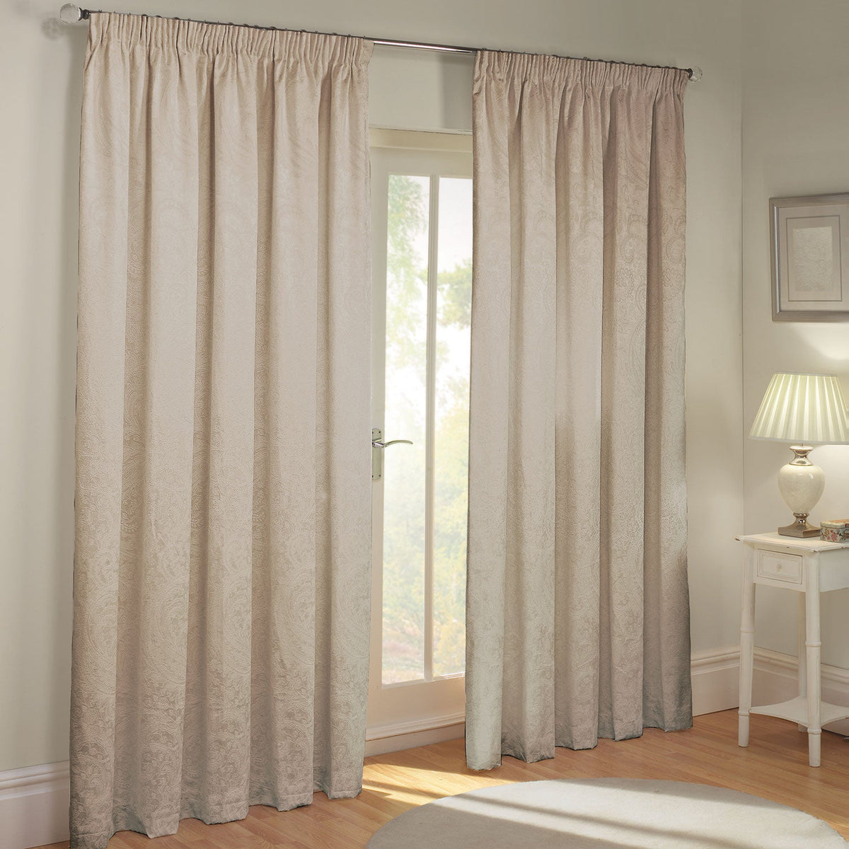 Paisley Jacquard Lined Pencil Pleat Curtains