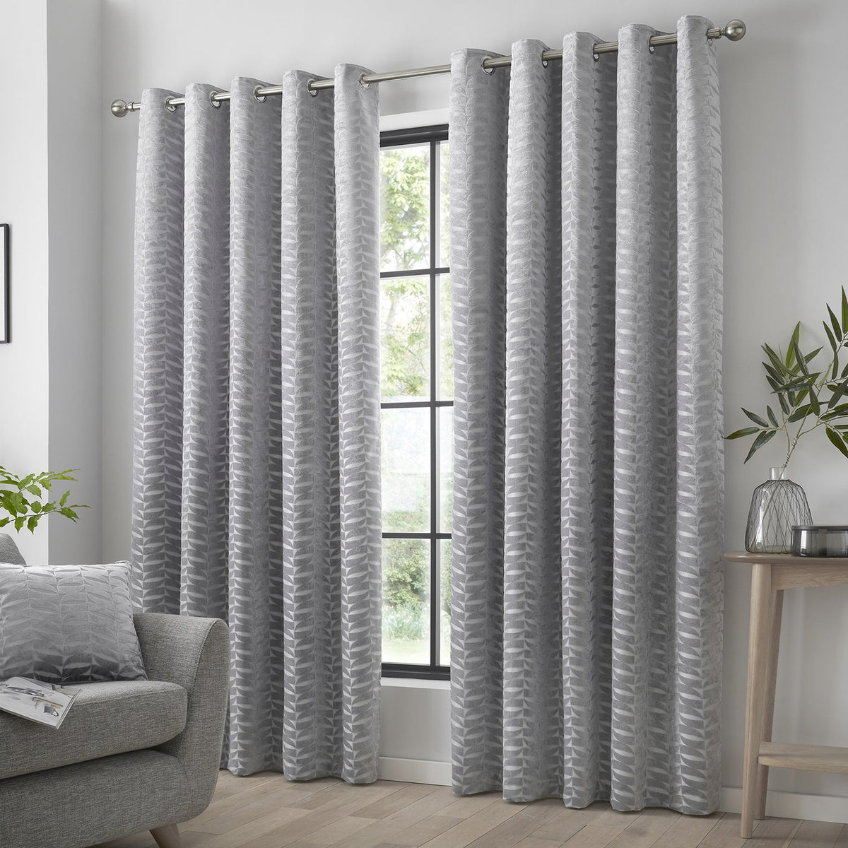 Kendal Silver Velvet Eyelet Curtains