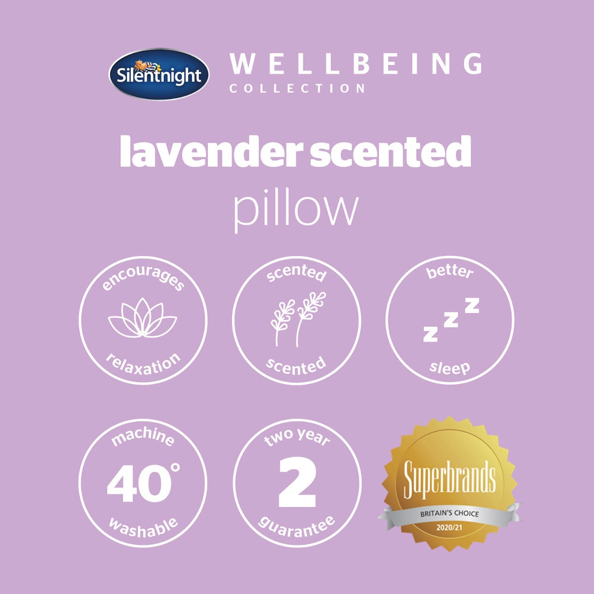 Silentnight Wellbeing Lavender Scented Pillow - Medium Support