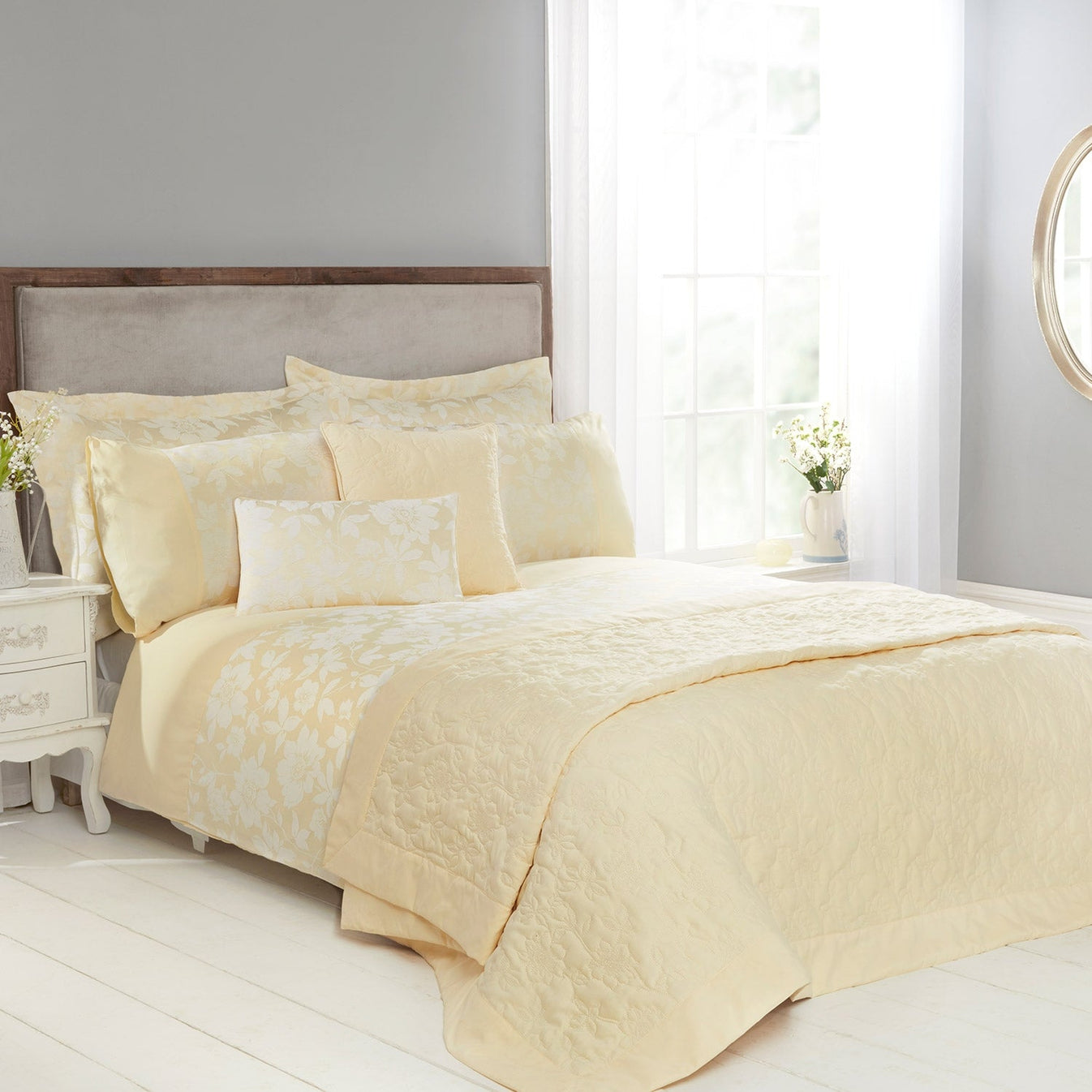 Lottie Lemon Luxury Cotton Rich Jacquard Duvet Cover Julian Charles Home
